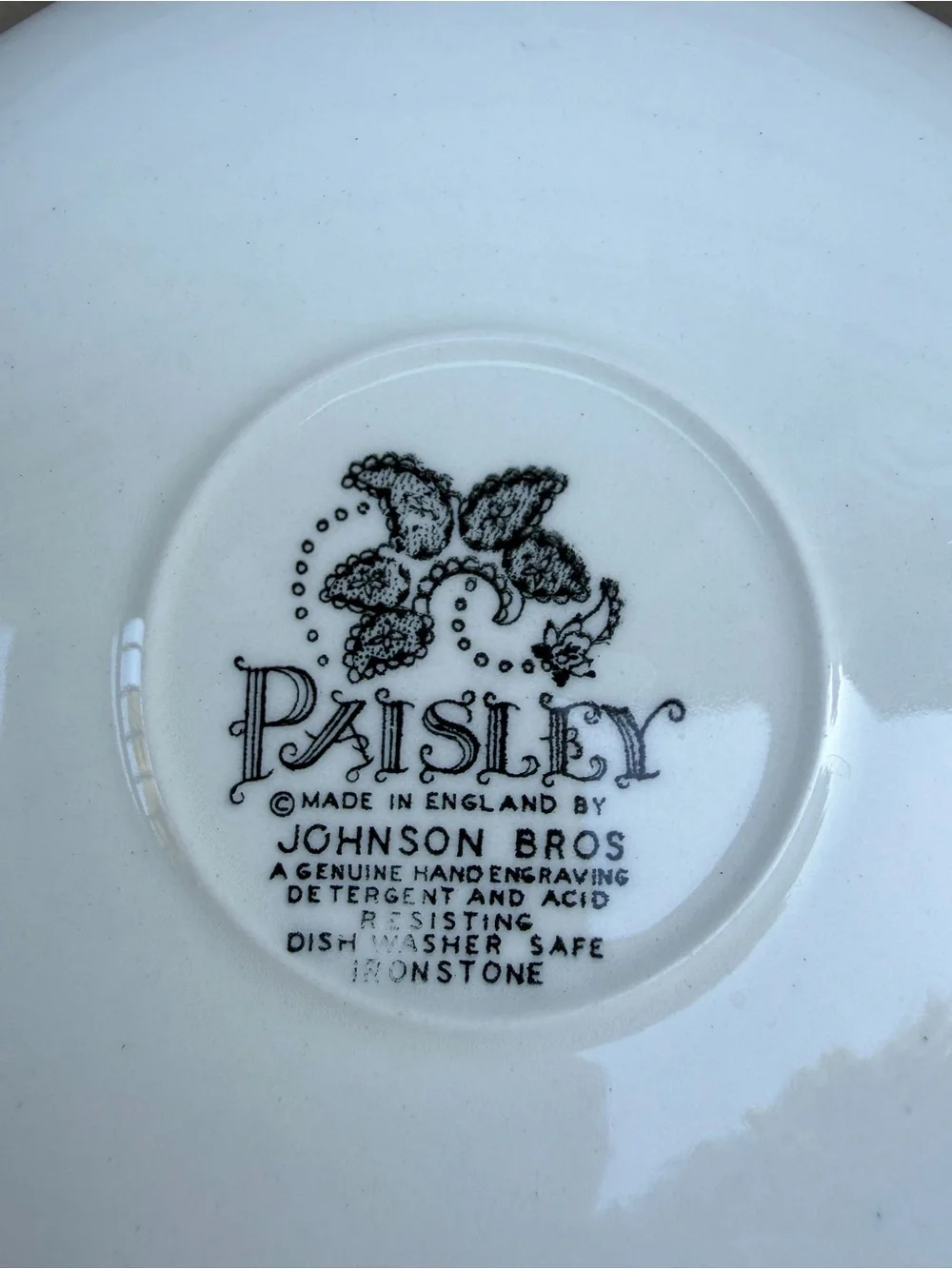 2 X Johnson Brothers Paisley Black and White Saucer Plates